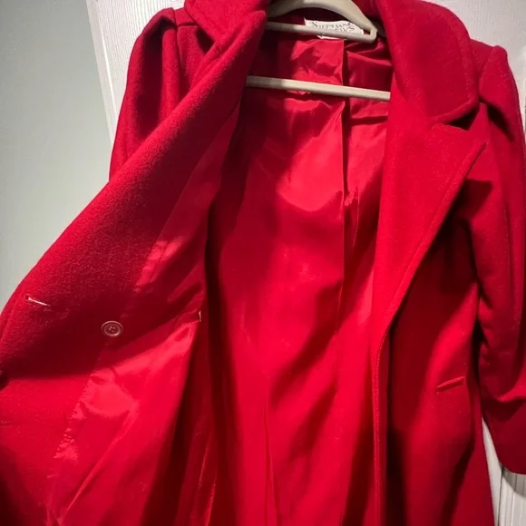 Long Red Wool Coat - Picture 5 of 7